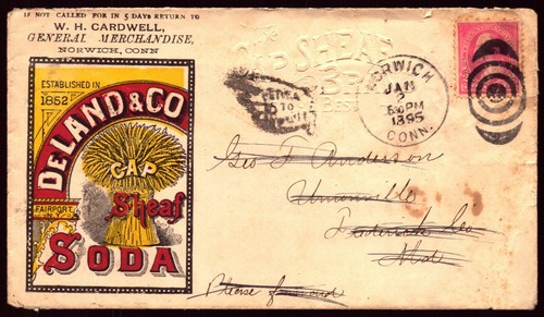 1895 DeLand Garbe Sods farbig illustrierter Reklameeinband geprägt