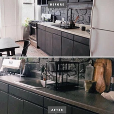 Peel and Stick Kitchen Countertop Update Soapstone Marble Granite Black Gray 10'