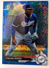 2017 BOWMAN CHROME BLUE SHIMMER REFRACTOR STARLING HEREDIA 126/150