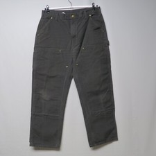 Carhartt Double Knee Work Pants Gray B01 GVL Men 34 x 29 Worn and Faded dungaree