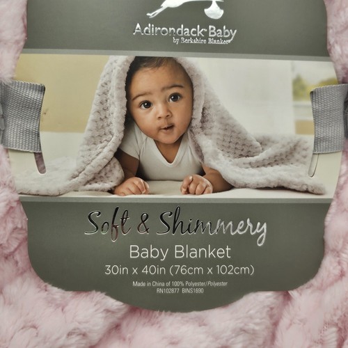 Adirondack Baby Soft & Shimmery Pink Baby Blanket 30"x40" Security Blanket New - Picture 3 of 5