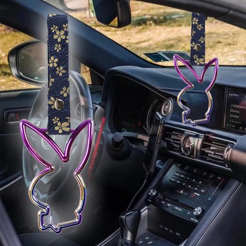 Neo Chrome Rabbit JDM Ring Tsurikawa Bus Car Handle Strap -Blue Flowers Nylon X1 - Picture 6 of 8