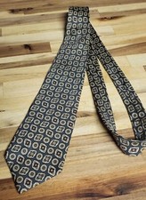 OSCAR DE LA RENTA MEDALLION PRINT SILK MENS NECK TIE SAGE GREAT CONDITION
