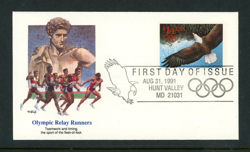 1991 FDC USA Scott # 2542 Plate Block and Single Stamps VF Cover Olympics $14 US - Picture 4 of 5