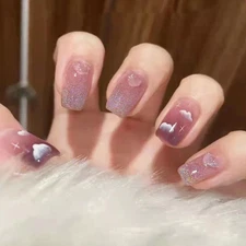 24pcs / Box Fake Nails Multi-style Fake French Manicure Short Nail Tip with Glue