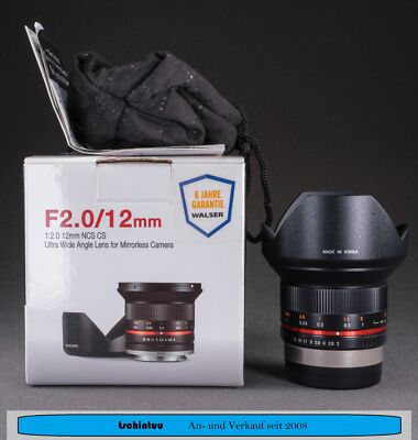 Samyang 12mm f 2,0 für Fujifilm X Mount Sehr Guter Zustand MF OVP