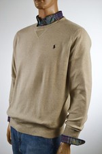 Ralph Lauren Tan Wheat Crewneck Cotton Sweater/Burgundy Pony-NWT
