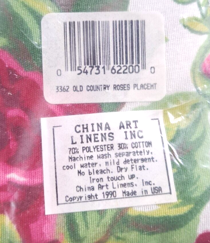 VTG Old Country Roses Placemats NEW Set Of 4 Spiegel Fabric 1990s Made