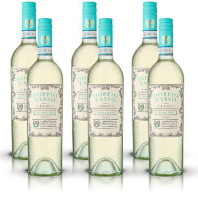 Doppio Passo Moscato Sicilia DOC, halbtrocken, sortenreines Weinpaket (6x0,75l)
