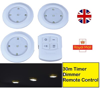 3er-Pack Licht mit Fernbedienung, Dimmer Push LED Leuchten Schränke Wohnwagen