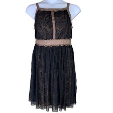 Darling Size Large Dress Black Brown Lace Sleeveless Knee Length Womens NEW
