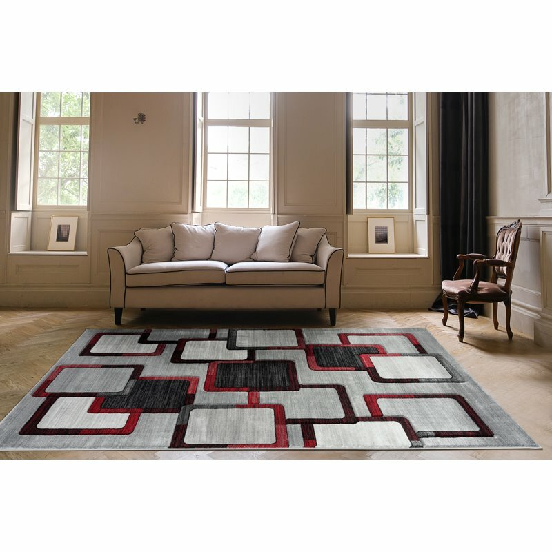 Orelsi+Collection+Polypropylene+Gray+And+Red+327922+27922+Area+Rugs