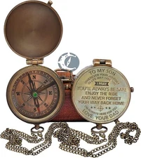 Son gift Personalized Brass Son Compass from Dad mom Mother Son Gift