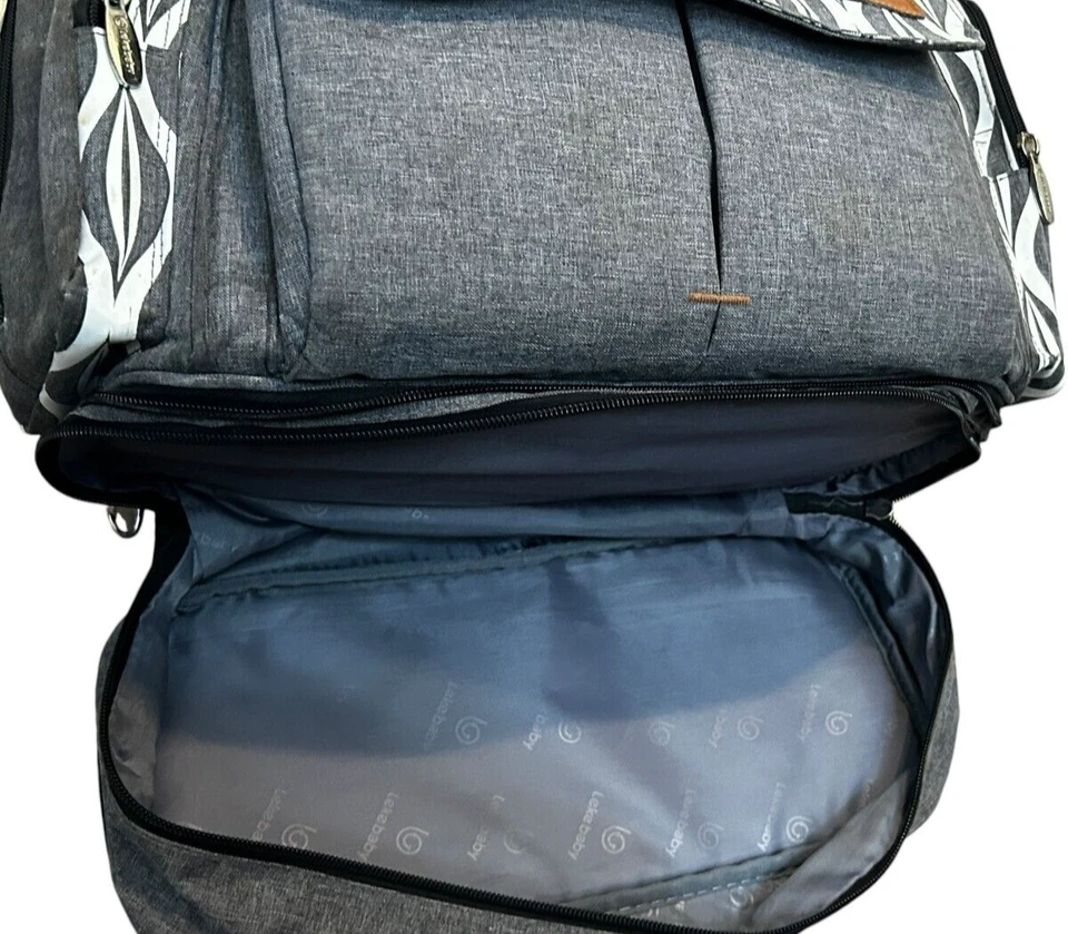 Lekebaby Diaper Bag Tote Backpack Sachel Diaper Messenger Grey Multi Pocket Nice - Image 2 of 4