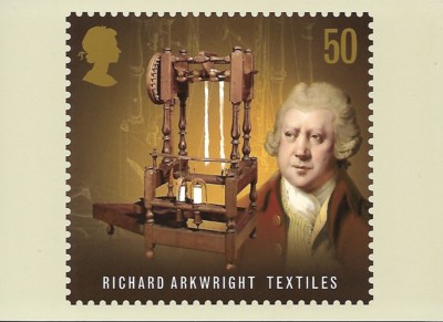 KÖNIGLICHE POST BRIEFMARKE POSTKARTE : PIONIERE INDUSTRIELLE REVOLUTION : RICHARD ARKWRIGHT .