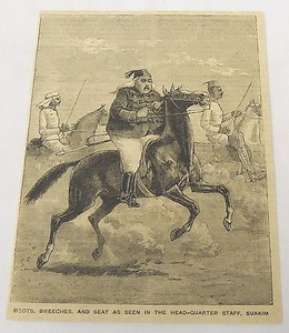 1884 magazine engraving ~ HEAD-QUARTER STAFF Horseback, Saukim Sudan Rebellion 