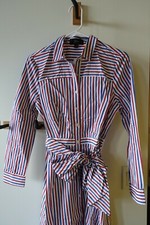J.Crew JCrew Tie-waist shirtdress dress red blue stripe striped 0 2 4 6 XS H7791
