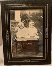 Vintage Small Photo Of Two Babies 1940s Frame