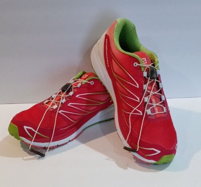 Sneakers da trail rosse verdi Salomon Sense Mantra 3 da donna taglia 10 senza solette