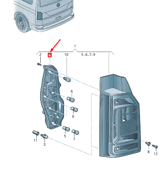 Support d'ampoule arrière droit pour VW Transporter T6, neuf, RHD 7E0945258A