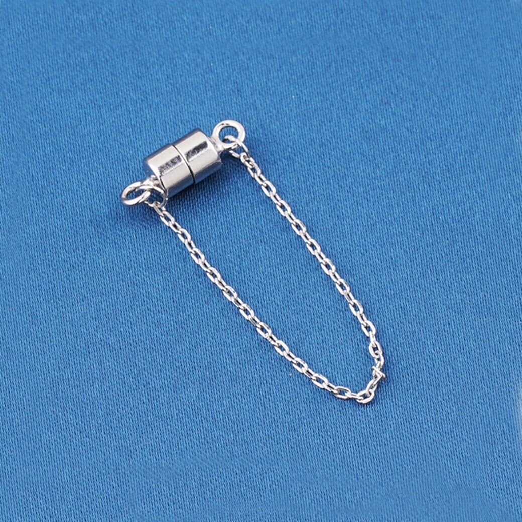 Magnetic Clasp Sterling Silver Converter w/ Chain for Bracelet