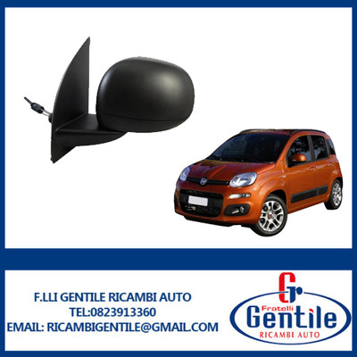Specchietto Retrovisore Sinistro Nero Per Fiat Panda 2012 In Poi, Manuale, MFT125-L