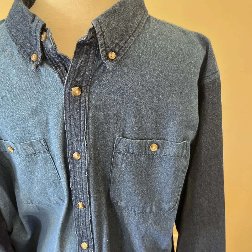 Scandia Woods 2 Color Blue Denim Long Sleeve Shirt Size Large - Image 3 of 4