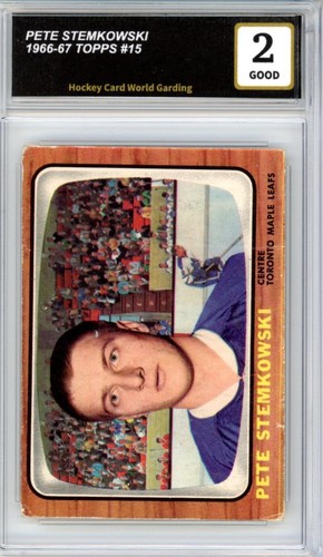 1966-67 Topps #15 Pete Stemkowski Hockey Card Vintage Graded HCWG 2
