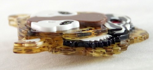 Cool! BIG 2.5" NWOT TIGER CAT w/ ANIMAL PRINT LAYERED ACRYLIC BROOCH PIN - Picture 13 of 17