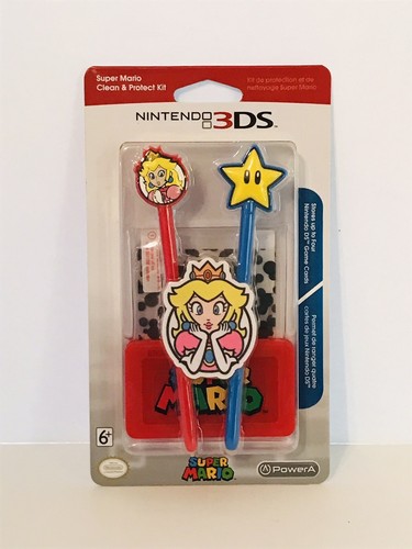 Nintendo 3DS Super Mario Clean & Protect Kit Mario Peach Starman ? Stylus NEW - Picture 2 of 5