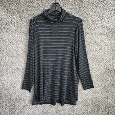 Lane Bryant Top Womens 10/12 Turtleneck Tunic Striped Shimmer Stretch Casual