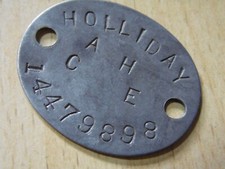WW2 relic dogtag ww2 RAC RTR Recce Replacement from GSC - HOLLIDAY 898