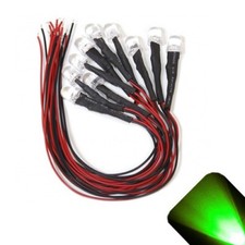 10 x Pre Wired 12v 10mm Pure Green LEDs Prewired 12 volt LED 11v 13v 14v 15v RC