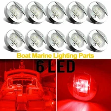 10pcs Red Marine Boat 3" Round Chrome 6 LED Transom Stern Navigation Light 12V