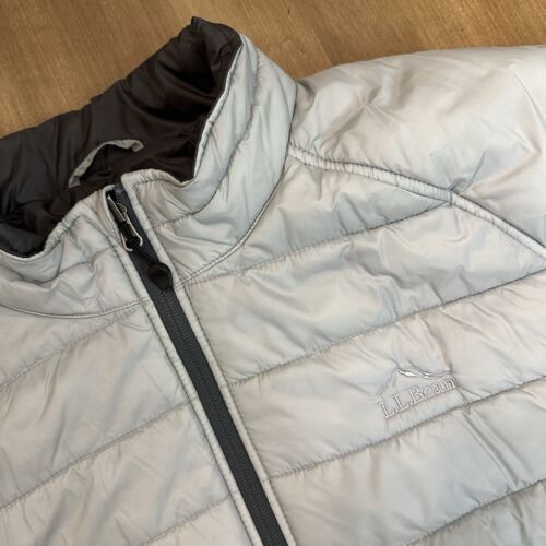 LL Bean Mens PrimaLoft Packaway Jacket Quilted Gray XXL Lightweight Outdoor - Picture 2 of 10