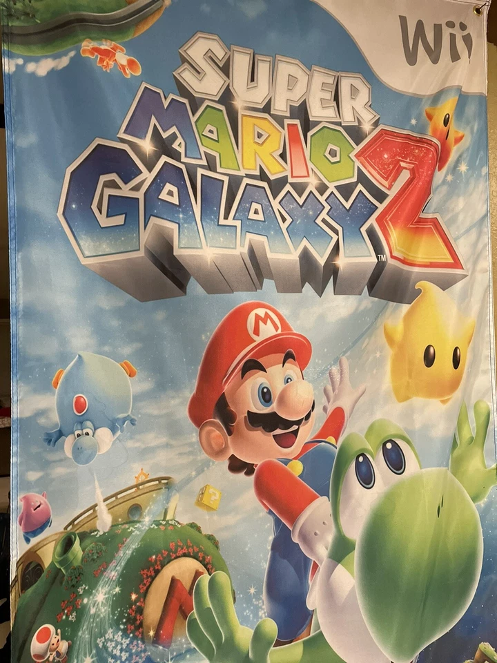 Super Mario Galaxy 2 5ft Flag Banner Nintendo Wii 2010 - Image 2 of 3