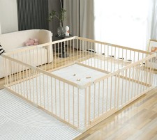 Conababy Baby Playpen Play Fence Gate Play Pen Wood Large,Playpens for Babies...