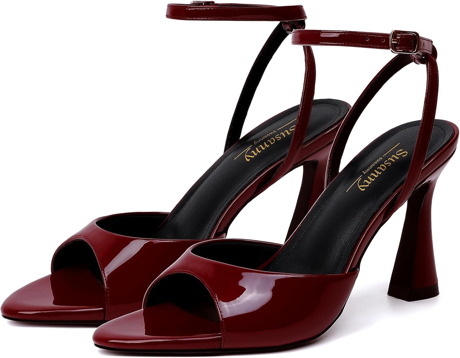 Susanny High Heels for Women Pointed Open Toe Strappy Chunky Block Heels...