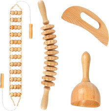 Wood Therapy Massage Tools 4-In-1, Wooden Lymphatic Drainage Massager Body Cellu