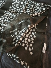 100 % XXL Seidentuch 175 cm & 139 cm , POLLINI -ITY Oliv Grün Weiß Logos