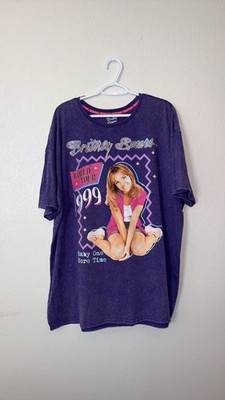 Vintage Britney Spears World Tour 1999 Graphic Print Purple T-Shirt XS Crew Neck