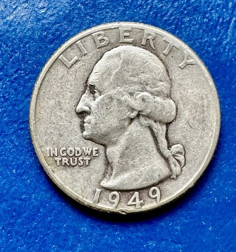 1949-D Washington Quarter. 90% Silver. AU Condition. Charity Auction.