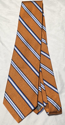 ROBERT TALBOTT Best Of Class Made USA Dress Tie Orange Multicolor Striped Silk