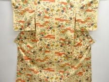 7441721: JAPANESE KIMONO / ANTIQUE KIMONO / SILK / JODAI TSUMUGI / MIST FLOWER
