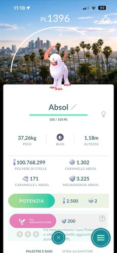 Pokemon Go Shiny Mega Absol Los Angeles Background Ultra Rare