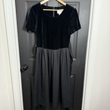 Vintage 90s Plaza South Maxi Dress Black Velvet Bodice 12 Whimsical Goth Fairy