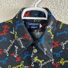Givenchy for Chesa Mens Measures S Vnt 70s Dagger Collar Shirt Stretch Poly Knit
