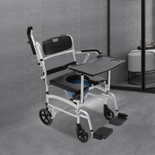 Shower Chair with Wheels, Toilet Wheelchair, Commode Chair with Wheels