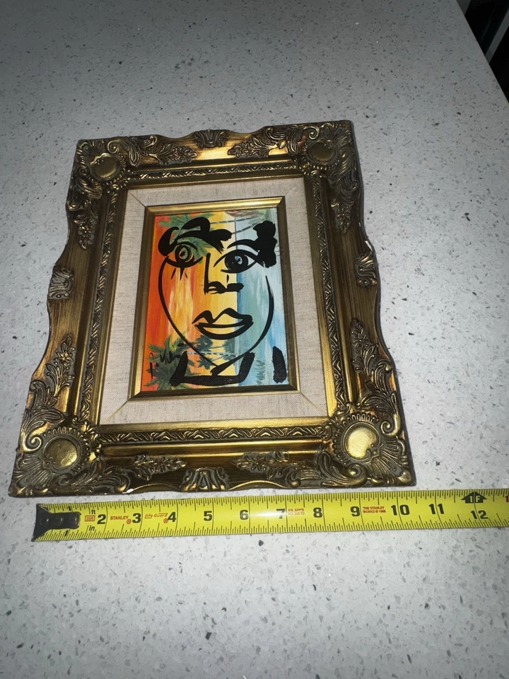 "Pintura sobre lienzo de calidad PETER KEIL - marco dorado de calidad vintage 11""x12""" Foto 3 de 4