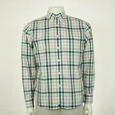 New Untuckit Button Down Shirt Mens Medium Green Plaid Belpasso Wrinkle Free